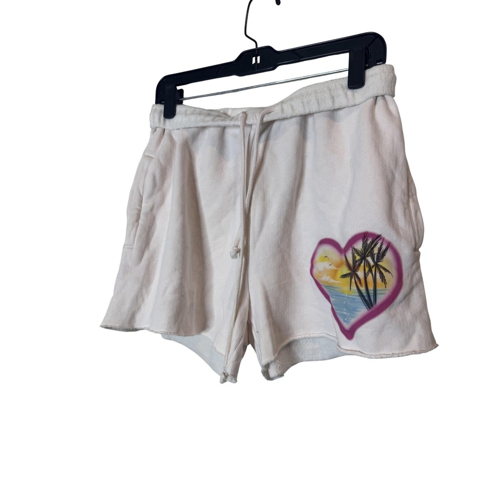 BOYS Lie Woman L White Terry Drawstring Heart Palm Beach Summer Casual